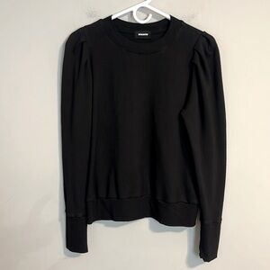 Monrow Black pull over crewneck puff sleeve super soft sweatshirt size small